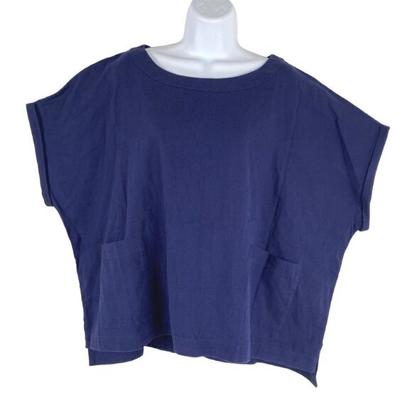 Fat Face Sadie Linen Blend‎ Popover Top Women's Size 14 Navy Blue NWT TP-2207 - Picture 3 of 13